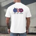 American Flag Teach Love Freedom Preschool Teacher 4th July Men's Back Print T-Shirt, gift for family, gift for coworker