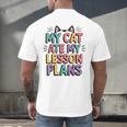 My Cat Ate My Lesson Plans Teacher Cat Humor Men's Back Print T-Shirt, gift for family, gift for coworker My Cat Ate My Lesson Plans Teacher Cat Humor Men's Back Print T-Shirt, gift for family, gift for coworker