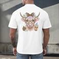 Cute Floral Highland Cow Back To School For Women Teacher Men's Back Print T-Shirt, gift for family, gift for coworker