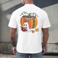Fall Book Pumpkin Books Ghost Reading Halloween Teacher Men's Back Print T-Shirt, gift for family, gift for coworker