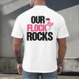 Our Flock Rocks Flamingo Mother's Day Teacher Men's Back Print T-Shirt, gift for family, gift for coworker