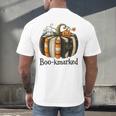 Fun Fall Book Lover Cute Teacher Student Halloween Men's Back Print T-Shirt, gift for family, gift for coworker