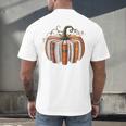 Halloween Teacher Librarians Fall Book Pumpkin Retro Reading Men's Back Print T-Shirt, gift for family, gift for coworker
