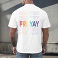 Happy Fri Yay Teacher Friday Saying Men's Back Print T-Shirt, gift for family, gift for coworker