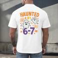 Haunted 67 Ghost Math Teacher Halloween Costume Math Pun Men's Back Print T-Shirt, gift for family, gift for coworker