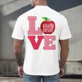 Love Kindergarten Cute Apple School Teacher Men's Back Print T-Shirt, gift for family, gift for coworker