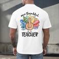 One Thankful Teacher Turkey Pencil Thanksgiving Teachers Men's Back Print T-Shirt, gift for family, gift for coworker