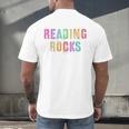 READING ROCKS English Teacher ELA ABCD Read Star Kinder Men's Back Print T-Shirt, gift for family, gift for coworker READING ROCKS English Teacher ELA ABCD Read Star Kinder Men's Back Print T-Shirt, gift for family, gift for coworker
