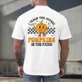 I Teach The Cutest Pumpkins In The Patch Groovy Teacher Fall Men's Back Print T-Shirt, gift for family, gift for coworker