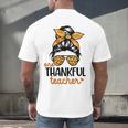 Thanksgiving Shirt Teacher Women Messy Bun Thankful Teacher Men's Back Print T-Shirt, gift for family, gift for coworker Thanksgiving Shirt Teacher Women Messy Bun Thankful Teacher Men's Back Print T-Shirt, gift for family, gift for coworker