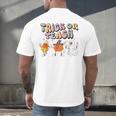 Trick Or Teach Candy Corn Pumpkin Ghost Teacher Men's Back Print T-Shirt, gift for family, gift for coworker