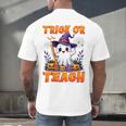 Trick Or Teach Teacher Halloween Ghost Pencil Floral Men's Back Print T-Shirt, gift for family, gift for coworker