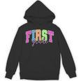 Back To School Neon Checkered First Grade Colorful Teacher Unisex Hoodie, First Grade Teacher Gifts, trending gift
