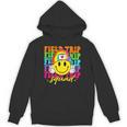 Field Trip Squad Groovy Field Day Smile Face Teacher Tie Dye Unisex Hoodie, Groovy Teacher Gifts, trending gift