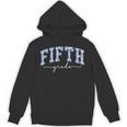 Fifth Grade Coquette Toile Blue Bow Floral Women Teacher Unisex Hoodie, trending gift