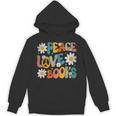 Peace Love Books Bookworm Librarian Reading Teacher Groovy Unisex Hoodie, Groovy Teacher Gifts, trending gift Peace Love Books Bookworm Librarian Reading Teacher Groovy Unisex Hoodie, Groovy Teacher Gifts, trending gift