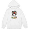 Teacher Life Messy Bun Glasses Leopard Sunflower Unisex Hoodie, trending gift