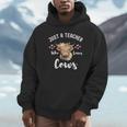 Just A Teacher Who Loves Cows Shirt Cute Highland Cow Unisex Hoodie, novelty gifts, funny gifts