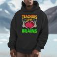 Teacher Teachers Love Brains Skeleton Hand Heart Halloween Unisex Hoodie, novelty gifts, funny gifts