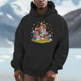 Turkey Reading Books Fall Season Thanksgiving Teacher Book Unisex Hoodie, novelty gifts, funny gifts