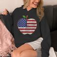 American Flag Teachers Students Apple 4th Of July Vintage Unisex Hoodie, funny design