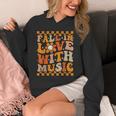 Fall In Love With Music Groovy Thanksgiving Music Teacher Men Women Girls Kids Unisex Hoodie, Groovy Teacher Gifts, funny design