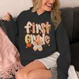 First Grade Fall Floral Coquette Bow Teachers Students Unisex Hoodie, First Grade Teacher Gifts, funny design