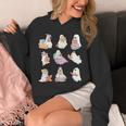 Ghost Book Reading Halloween Books Lover Teacher Kids Unisex Hoodie, funny design