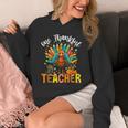 One Thankful Teacher Thanksgiving Turkey Cute Crayon Pencil Unisex Hoodie, funny design