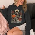 Read In Peace Skeleton Reading Book Halloween Teacher Unisex Hoodie, funny design Read In Peace Skeleton Reading Book Halloween Teacher Unisex Hoodie, funny design