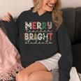 Retro Merry Teacher Bright Students Christmas Teacher Unisex Hoodie, funny design