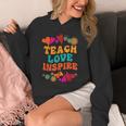 Retro Teach Love Inspire Back To School Teachers Unisex Hoodie, funny design Retro Teach Love Inspire Back To School Teachers Unisex Hoodie, funny design