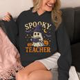 Spooky Teacher Halloween Cute Ghost Pumpkin Reading Women Unisex Hoodie, funny design