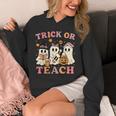 Teacher Halloween Trick Or Teach Cute Ghost Coffee Pumpkins Unisex Hoodie, funny design