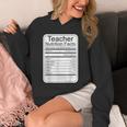 Teacher Nutrition Facts Teachers Nutritional Fact Unisex Hoodie, funny design
