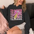 Teacher Pencil Back To School Groovy Pink Teacher First Day Unisex Hoodie, Groovy Teacher Gifts, funny design Teacher Pencil Back To School Groovy Pink Teacher First Day Unisex Hoodie, Groovy Teacher Gifts, funny design