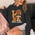 Thanksgiving Love First Grade Teacher Turkey Autumn Fall For Men Women Girls Kids Unisex Hoodie, First Grade Teacher Gifts, funny design