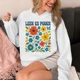 Leer Es Poder Cute Floral Boho Spanish Teacher Reading Unisex Hoodie, funny design