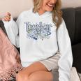 Teacher Blue Chinoiserie Coquette Bow Heart Teacher Life Unisex Hoodie, funny design Teacher Blue Chinoiserie Coquette Bow Heart Teacher Life Unisex Hoodie, funny design