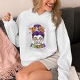 Witchy Teacher Halloween Messy Bun Teacher Bleached Unisex Hoodie, funny design