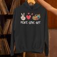 Art Teacher Peace Love Art For Artists And Painters Unisex Hoodie, gift for family, gift for coworker Art Teacher Peace Love Art For Artists And Painters Unisex Hoodie, gift for family, gift for coworker