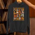 Fall In Love With Music Groovy Thanksgiving Music Teacher Men Women Girls Kids Unisex Hoodie, Groovy Teacher Hoodies, gift for family, gift for coworker