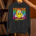 Field Trip Squad Groovy Field Day Smile Face Teacher Tie Dye Unisex Hoodie, Groovy Teacher Hoodies, gift for family, gift for coworker