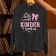 First Day Of School Teacher Girl Coquette Hello Kindergarten Unisex Hoodie, gift for family, gift for coworker First Day Of School Teacher Girl Coquette Hello Kindergarten Unisex Hoodie, gift for family, gift for coworker