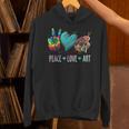 Peace Love Art Painting Palette Art Teacher Unisex Hoodie, gift for family, gift for coworker Peace Love Art Painting Palette Art Teacher Unisex Hoodie, gift for family, gift for coworker