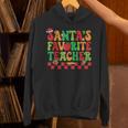 Santas Favorite Teacher Retro Groovy Christmas Xmas Women Unisex Hoodie, Groovy Teacher Hoodies, gift for family, gift for coworker