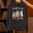 Teacher Halloween Trick Or Teach Cute Ghost Coffee Pumpkins Unisex Hoodie, gift for family, gift for coworker