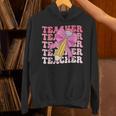 Teacher Pencil Back To School Groovy Pink Teacher First Day Unisex Hoodie, Groovy Teacher Hoodies, gift for family, gift for coworker Teacher Pencil Back To School Groovy Pink Teacher First Day Unisex Hoodie, Groovy Teacher Hoodies, gift for family, gift for coworker