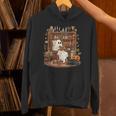 Vintage Ghost Book Reading Pumpkin Gothic Halloween Teachers Unisex Hoodie, gift for family, gift for coworker