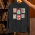 Vintage Preppy Very Merry Teacher Santa Stamps Christmas Unisex Hoodie, gift for family, gift for coworker